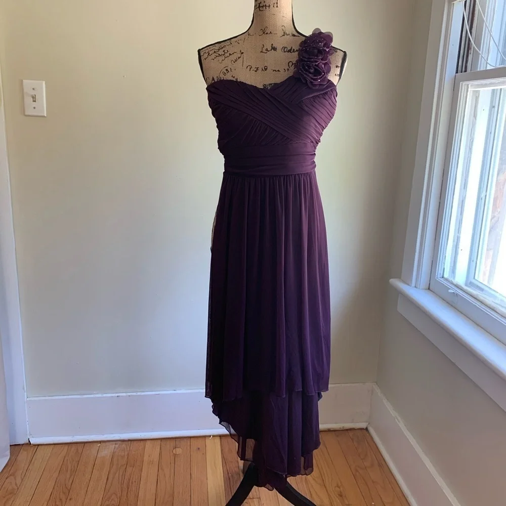 DB Studio one shoulder belted purple dress 8/10